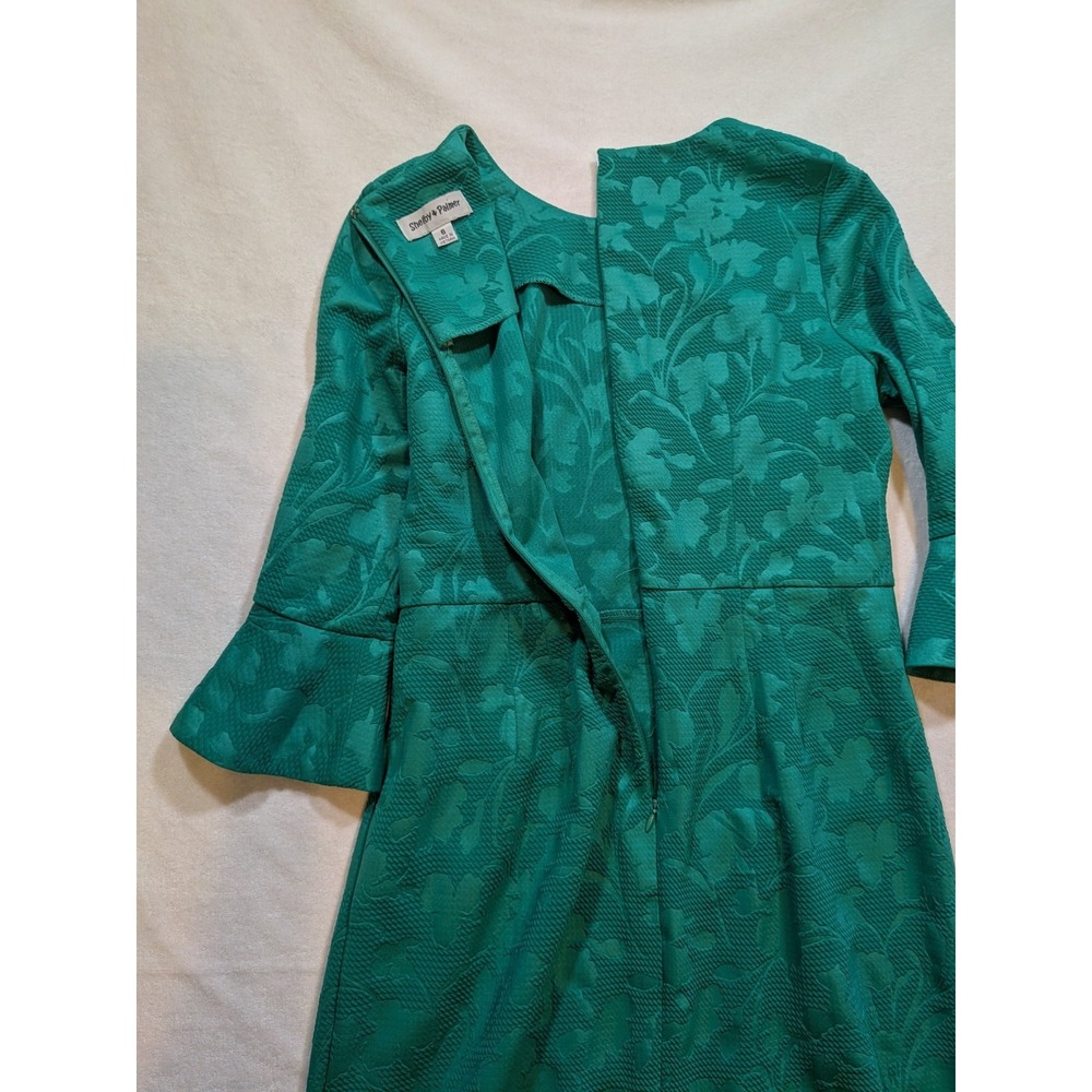 Shelby and palmer green dress size 6 ruffle quarter sleeve business pencil - Picture 7 of 7